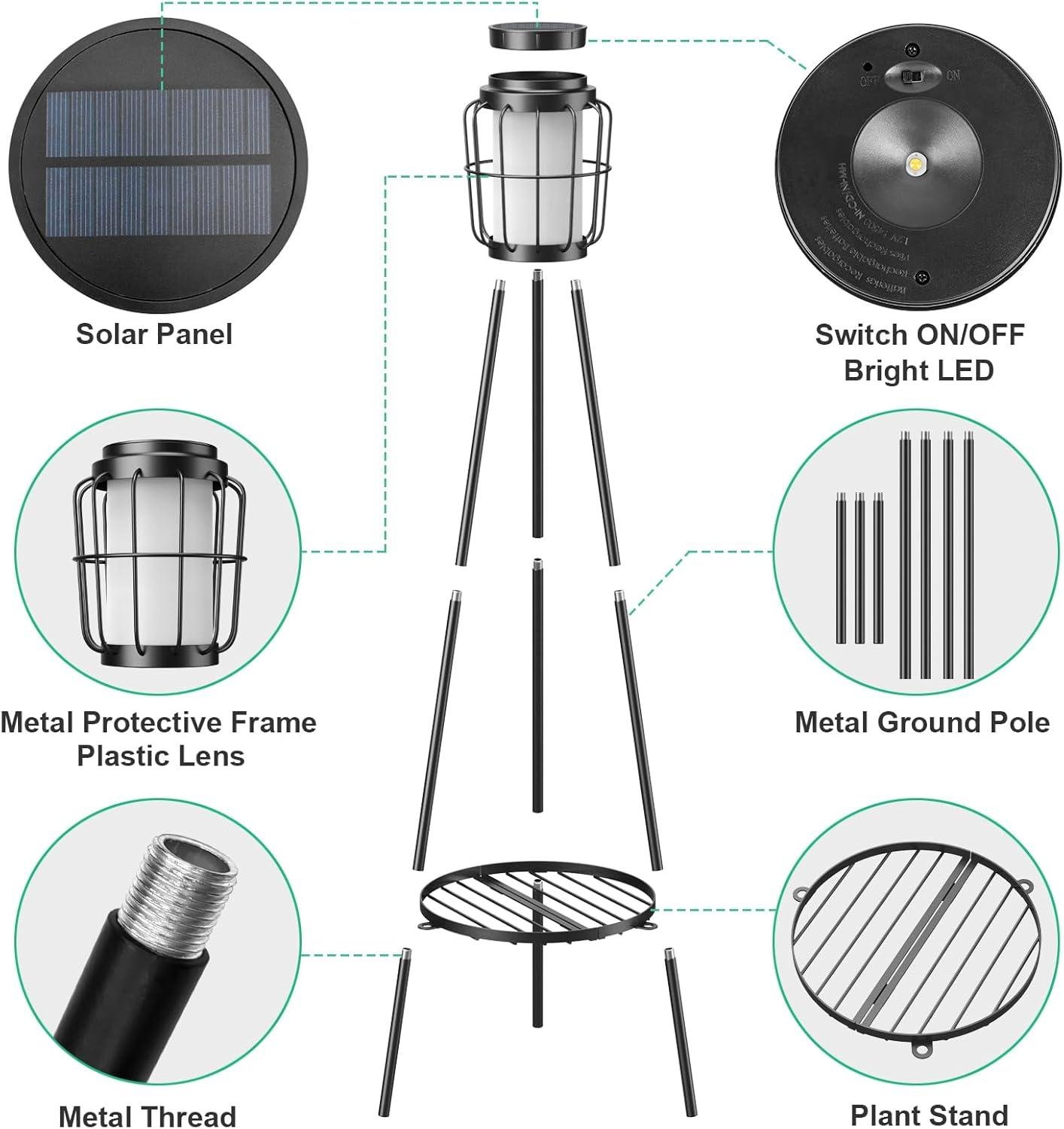 Our Review: 2 Pack Solar Floor Lamps with Plant Stand for Outdoor Decor