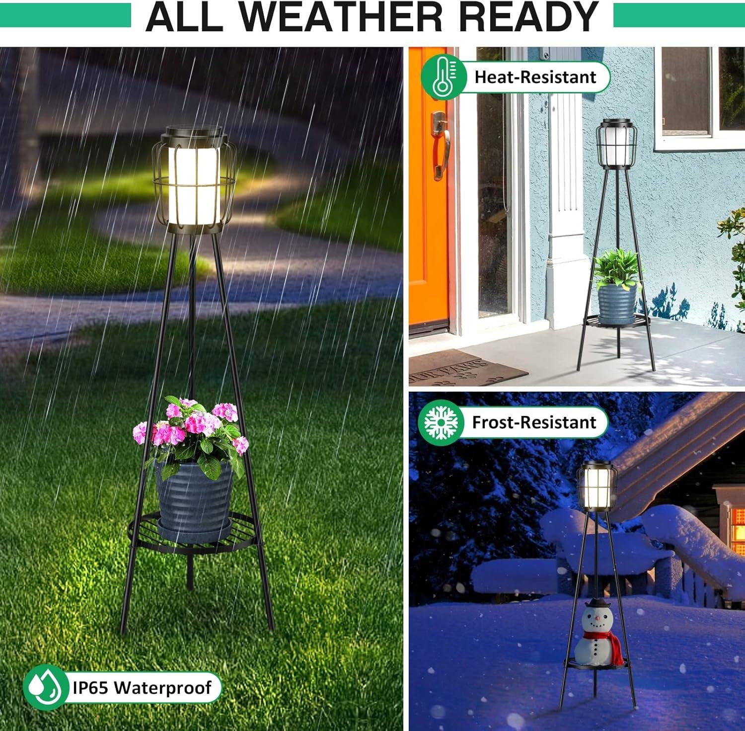 Our Review: 2 Pack Solar Floor Lamps with Plant Stand for Outdoor Decor