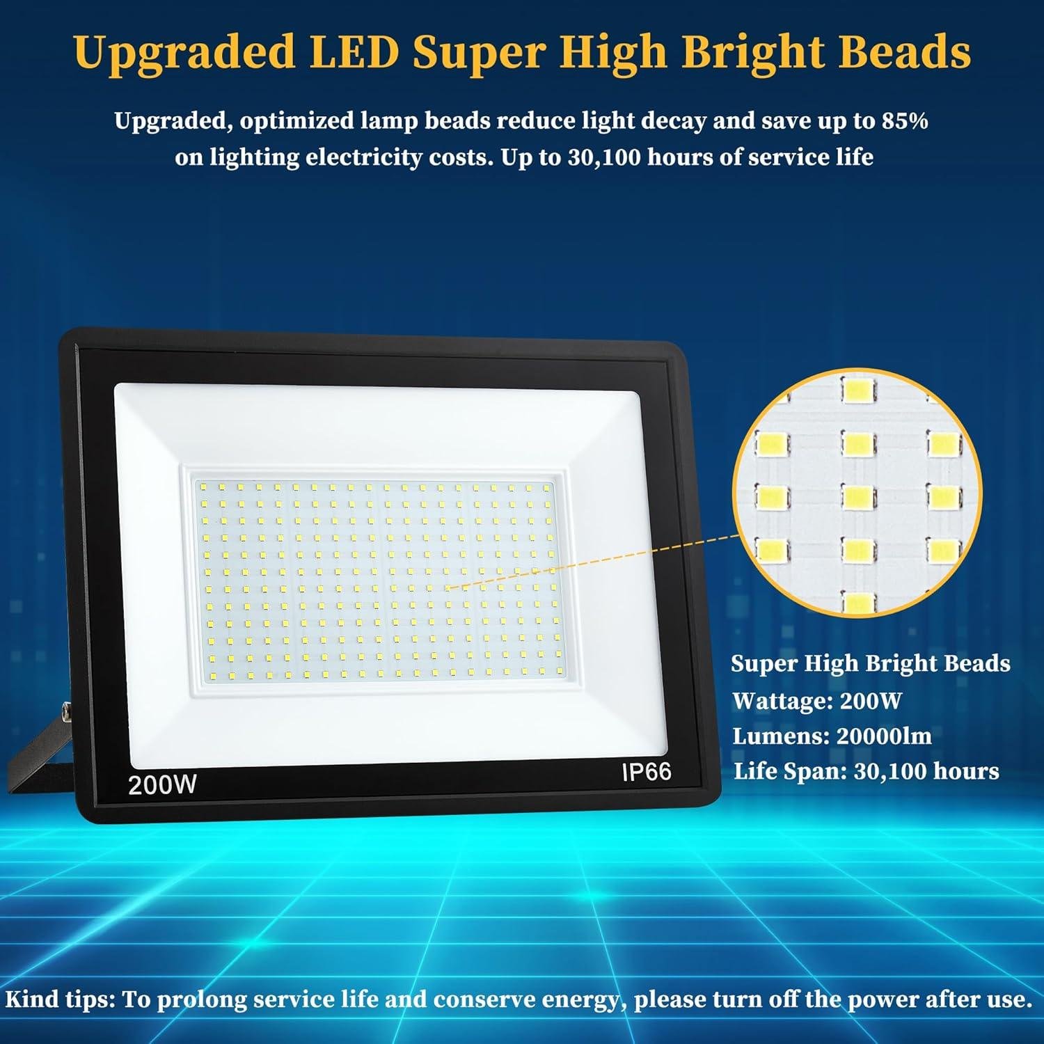 Our Review of ADYENA 200W LED Flood Lights: Bright, Durable & easy