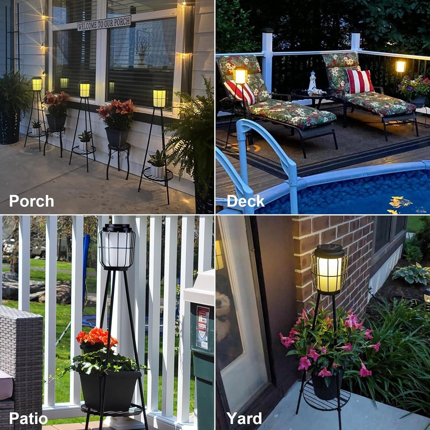 Our Review: 2 Pack Solar Floor lamps with Plant Stand for Outdoor Decor