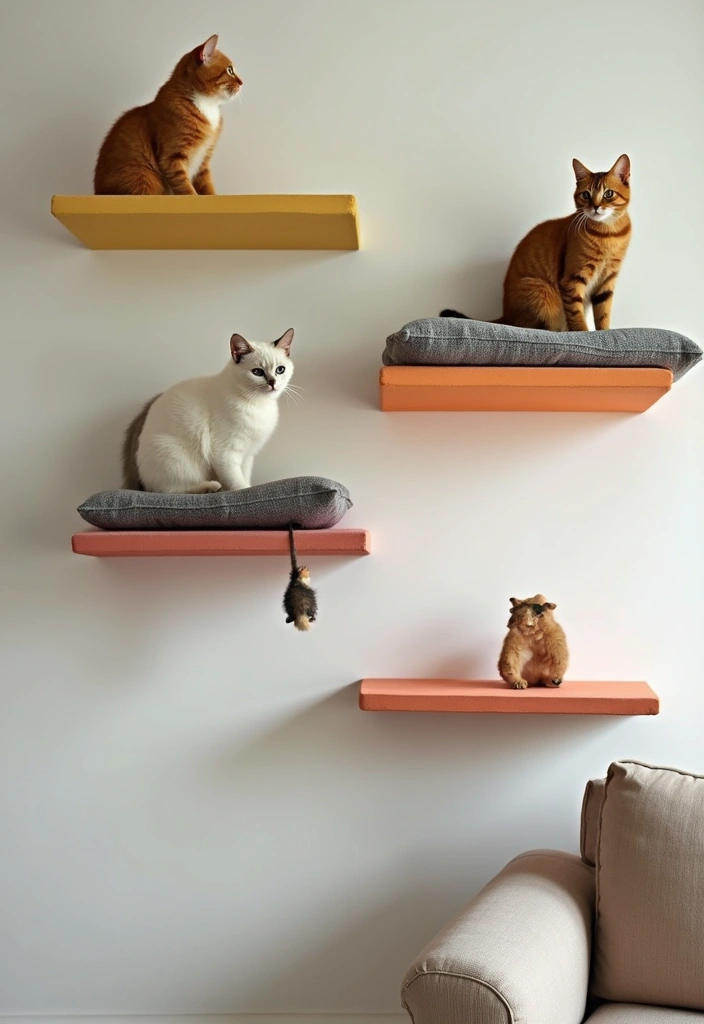 10 Stylish Cat Wall Furniture Ideas That Will Transform Your Home (And Your Cat Will Love #4!) - 1. Floating Shelves for Climbing Cats