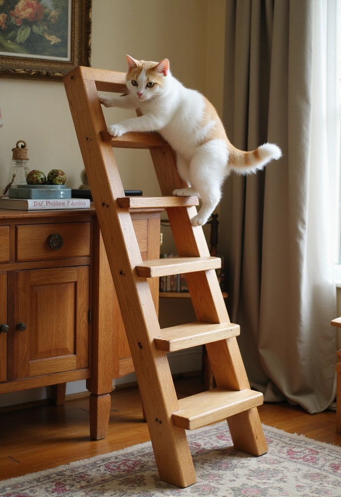 10 Stylish Cat Wall Furniture Ideas That Will Transform Your Home (And Your Cat Will Love #4!) - 6. Chic Cat Ladders for Easy Climbing