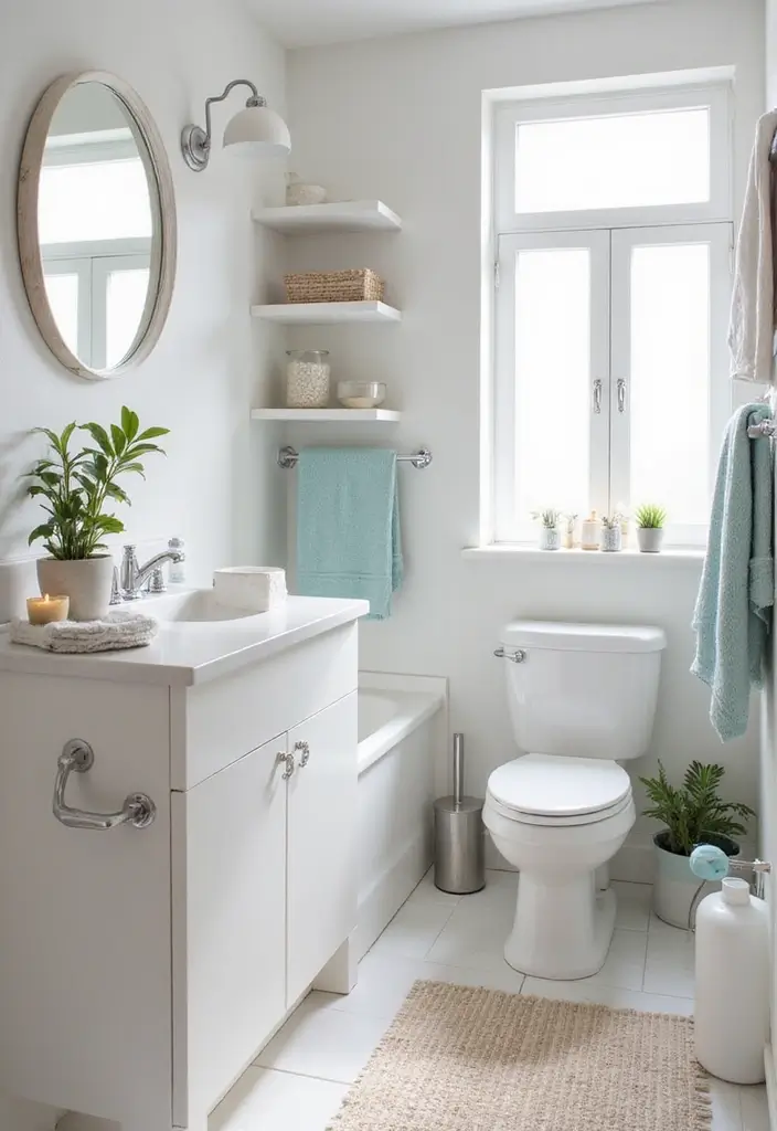 14 Stunning Bathroom Ideas for Small Spaces That’ll Blow Your Mind (Wait Until You See #4!) - 1. Bright Whites and Soft Pastels
