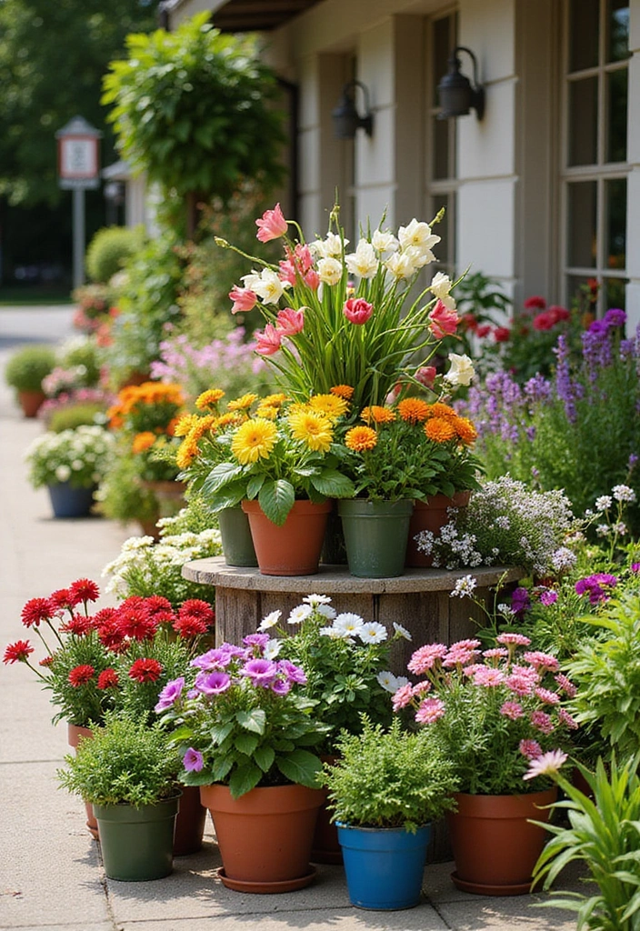 15 Flower Garden Ideas That Will Make Your Neighbors Green with Envy! - 14. Container Garden Charm