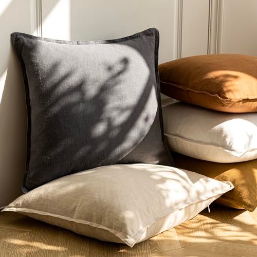 1756589286_41nt4ZSN8tL._SL500_.jpg Foindtower Set of 2 Decorative Linen Throw Pillow Covers, 20x20 Inch Boho Neutral Cushions for Home Decor - Image 6