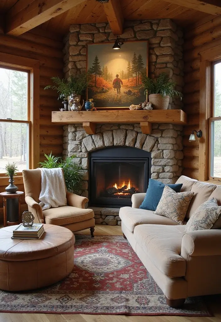 21 Cozy Cabin Living Room Ideas That Will Make You Want to Curl Up with a Blanket! - 19. Add a Touch of Whimsy