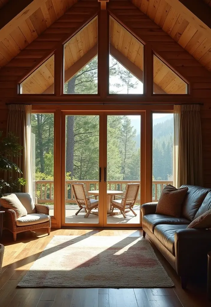 21 Cozy Cabin Living Room Ideas That Will Make You Want to Curl Up with a Blanket! - 20. Create an Outdoor Connection