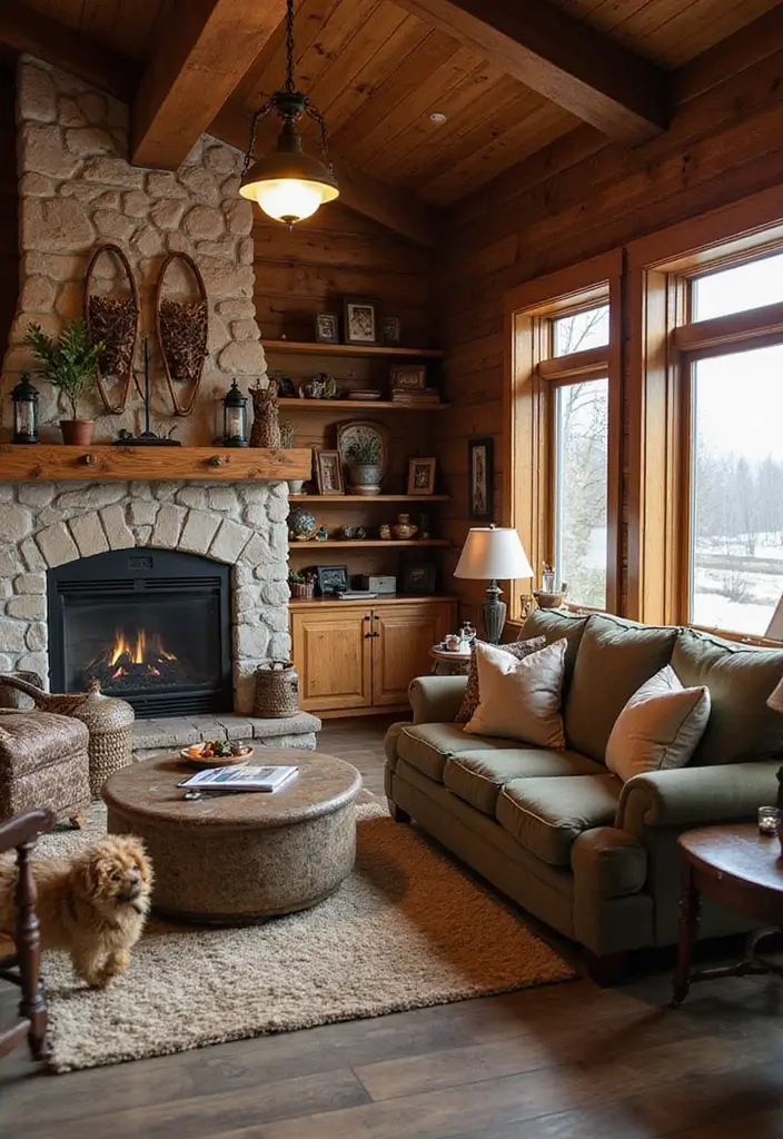 21 Cozy Cabin Living Room Ideas That Will Make You Want to Curl Up with a Blanket! - 6. Incorporate Rustic Decor