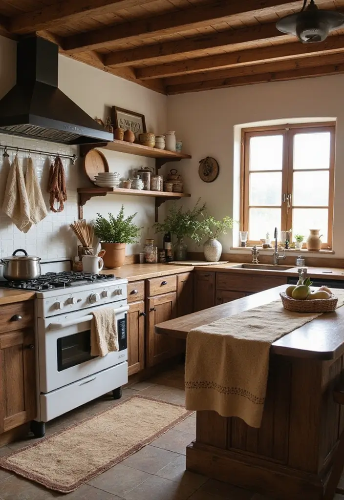 21 Rustic Kitchen Decor Ideas That'll Make You Want to Cook Every Day! - 10. Cozy Textiles