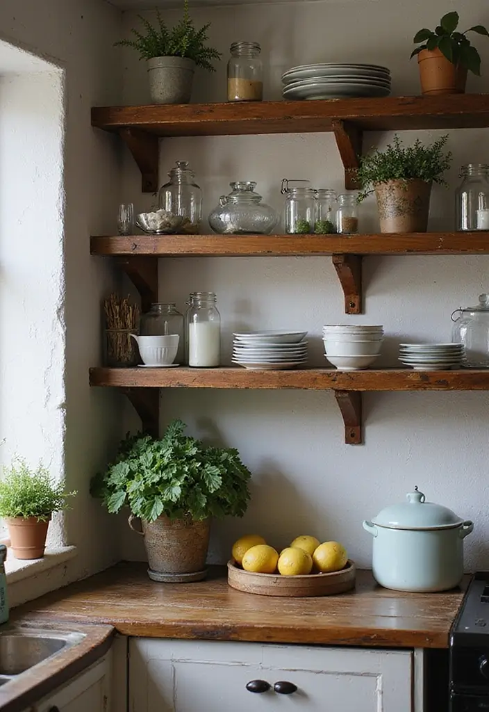 21 Rustic Kitchen Decor Ideas That'll Make You Want to Cook Every Day! - 3. Open Shelving