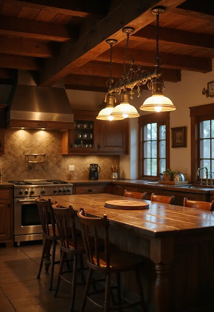 21 Rustic Kitchen Decor Ideas That'll Make You Want to Cook Every Day! - 4. Vintage Lighting Fixtures