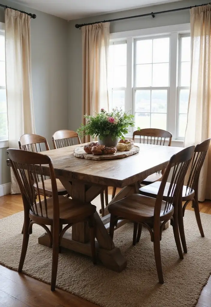 21 Rustic Kitchen Decor Ideas That'll Make You Want to Cook Every Day! - 5. Farmhouse Dining Table