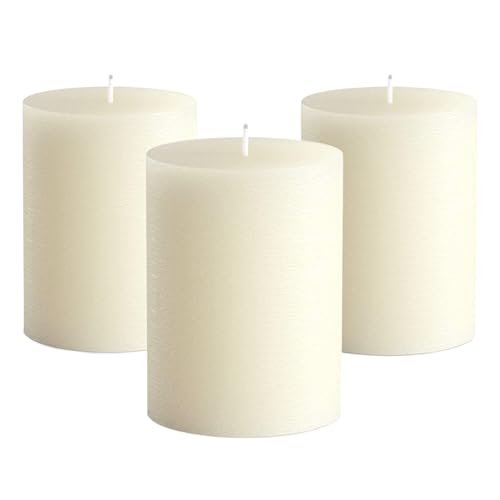 Unscented Melt Pillar Candles - 3 Pack, 3" x 4" Melt Candle Pillar Candles, 3 Pack - Unscented Candles for Home, Church, Weddings, & More - 3" x 4", Ivory