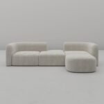 Acanva Luxury Modern Velvet Sofa: Minimalist 4-Seater Curved Couch for Living Room, Cream - Image 6