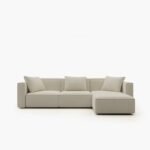 Acanva Luxury L-Shape Modular Sectional Sofa Set with Ottoman & Chaise, Cream Linen-Like Finish. - Image 7