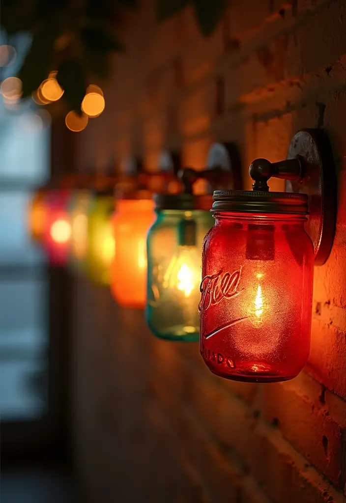 25 Stunning DIY Home Decor Projects That Look Like a Million Bucks (But Cost Pennies!) - 11. Colorful Mason Jar Sconces