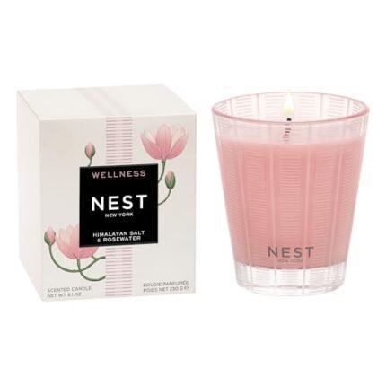 NEST New York Scented Classic Candle, Himalayan Salt & Rosewater - 8.1 oz - Up to 60-Hour Burn Time - Reusable Glass Vessel