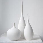 Relexome White Ceramic Vase Modern Boho Wabi-Sabi Flower Vase Set of 3 Decorative Aesthetic Vases for Centerpieces Pampas Matte Minimalist Vases for Living Room Table Shelf Home Decor Gift