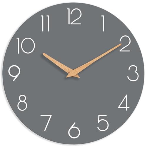 Cicininc Gray Silent Non-Ticking Wall Clock (8 Inch) - Ideal cicininc Wall Clock, Gray Silent Non-Ticking, Decorative Battery Operated Wall Clocks for Bedroom, Kitchen, Home, Office, School, Hotel (8 Inch)