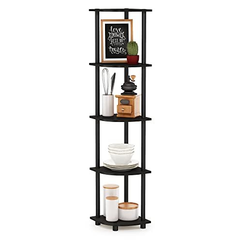 Furinno Turn-N-Tube 5-Tier Corner Display Rack - Versatile Espresso/Black Shelving Furinno Turn-N-Tube 5 Tier Corner Display Rack Multipurpose Shelving Unit, 1-Pack, Espresso/Black