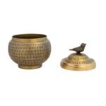 Brass-Finished Round Hammered Metal Container with Bird Finial - Creative Co-Op Design - Image 9