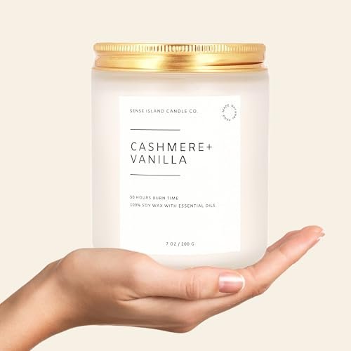 31KnNXmrIzL._SL500_.jpg SENSE ISLAND Cashmere Vanilla Candle: 50+ Hours of Rich, Natural Vanilla Scent | Ideal Gift for Women & Housewarmings - Image 2