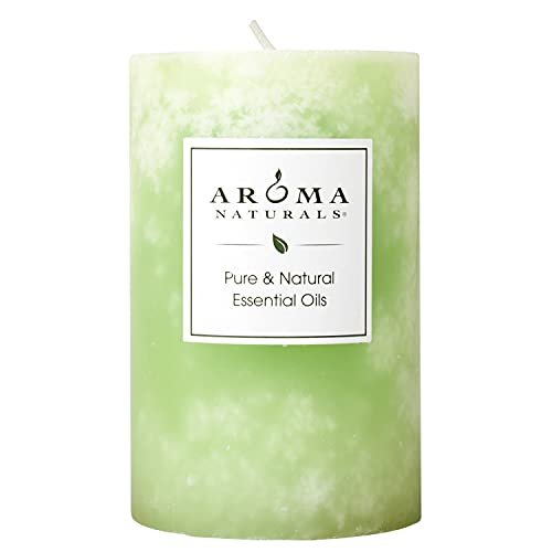 Aroma Naturals Litsea Cubeba & Bergamot Essential Oil Candle - Aroma Naturals Litsea Cubeba and Bergamot Essential Oil Green Scented Pillar Candle, Verbena, 2.5 inch x 4 inch