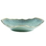 VOMANA Ceramic Decorative Dish, 12'' Large Green Decorative Bowl, Versatile Centerpiece Decor, Key Bowl, Gift Decor Tray for Entryway Table Living Room Dining (12'' Dish)