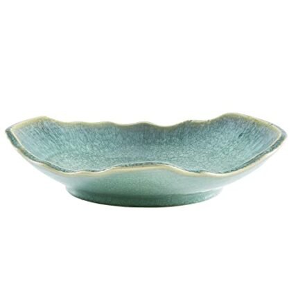 VOMANA Ceramic Decorative Dish, 12'' Large Green Decorative Bowl, Versatile Centerpiece Decor, Key Bowl, Gift Decor Tray for Entryway Table Living Room Dining (12'' Dish)