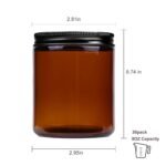QAPPDA 30-Pack 8oz Amber Candle Jars with Black Lids - Empty 250ml Glass Jars for Candle Making & Storage - Image 2