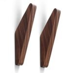 COCOYA 2Pack Wood Hooks Wall Mounted, Minimalist Easy Install Natural Real Walnut Cute Mid Century Modern Simple Rustic Home Foyer Entryway Decor, for Hanging Hat Cap Backpack Bag Coat Towel Clothes