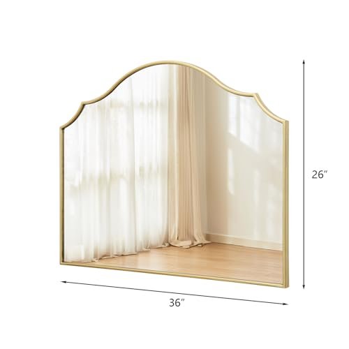 31boU2yMaeL._SL500_.jpg Besdomus Gold Scalloped Arched Mirror: 36"x26" Modern Dresser Wall Mirror for Home Decor - Image 5