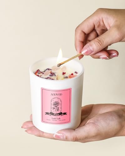 31eJp-JmuiL._SL500_.jpg AOOVOO Rose Scented Candles for Women - Aromatherapy Candles with Crystals, 10oz Soy Candle for Home & Perfect Gift for Moms. - Image 5