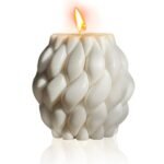 Knot Ball Candle Beautiful Handmade Pillar Scented Soy Wax, Elegant Pillar Bubble Candle Housewarming Gift Home Room Shelf Decor Idea Spiral Candl(White Small)