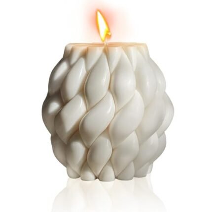 Knot Ball Candle Beautiful Handmade Pillar Scented Soy Wax, Elegant Pillar Bubble Candle Housewarming Gift Home Room Shelf Decor Idea Spiral Candl(White Small)