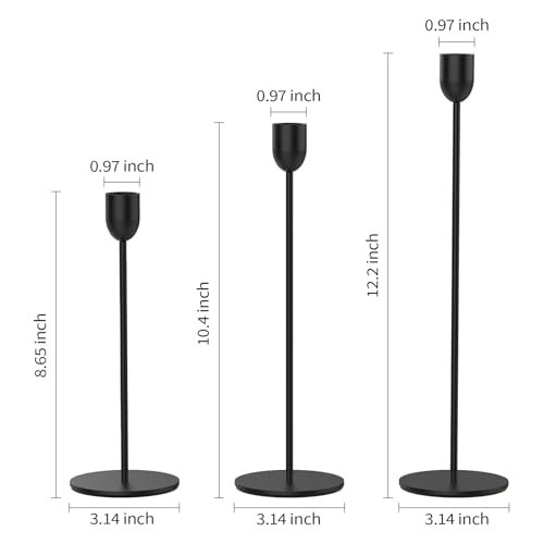 31gfpHIESML._SL500_.jpg ChefBee Black Tall Candle Holders, 3PCS Taper Stand for Weddings, Dining, Fireplaces & Vintage Decor - Image 2
