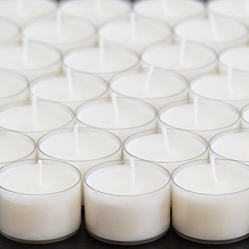 31jNw5Q0BSS._SL500_.jpg Stonebriar Bulk 96-Pack Unscented Smokeless Tea Light Candles, 8-Hour Burn Time, White - Image 7