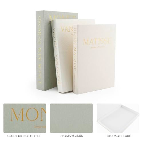 31jdMm58oxL._SL500_.jpg Set of 3 Sage Linen Decorative Books for Home Decor, Aesthetic Faux Books for Tables & Shelves. - Image 5