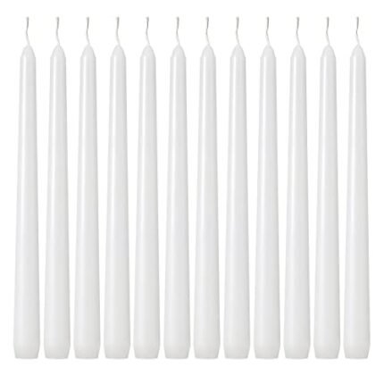 Kedtui Taper Candles 10 inch (H) Dripless, Set of 24 White Unscented and Smokeless Taper Candles Long Burning, Paraffin Wax with Cotton Wicks for Burning 8 Hours Time