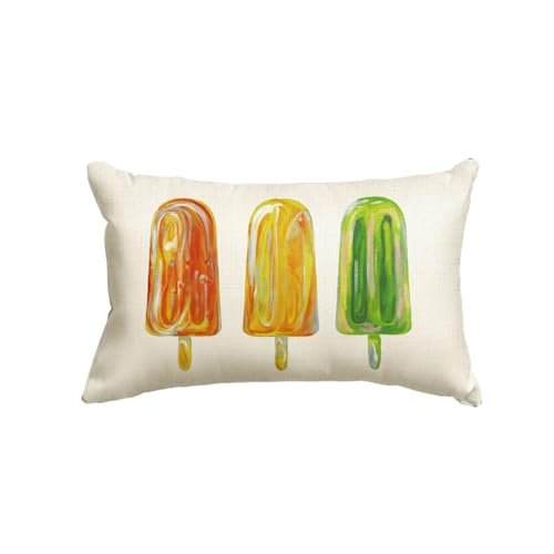AVOIN Colorlife Summer Popsicle Ice Cream Throw Pillow Cover, 12x20 AVOIN colorlife Summer Popsicle Ice Cream Throw Pillow Cover, 12 x 20 Inch Cushion Case Decoration for Sofa Couch Holiday Seasonal Home Decor