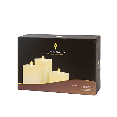 31rxNcts7yL._SL500_.jpg Luminara Flameless LED Ivory Pillar Candles Set of 3 – Safe, Remote-Controlled, Timer-Enabled, Realistic Glow. - Image 8