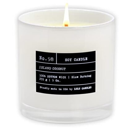 Lulu Candles | Island Coconut | Luxury Scented Soy Jar Candle | Hand Poured in The USA | Highly Scented & Long Lasting (9 Oz.)