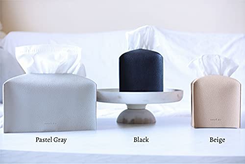 31tZra7rTgS._SL500_.jpg Square PU Leather Tissue Box Cover with Bottom Belt by Carrot's Den | Decorative Organizer for Home & Office - Beige - Image 2