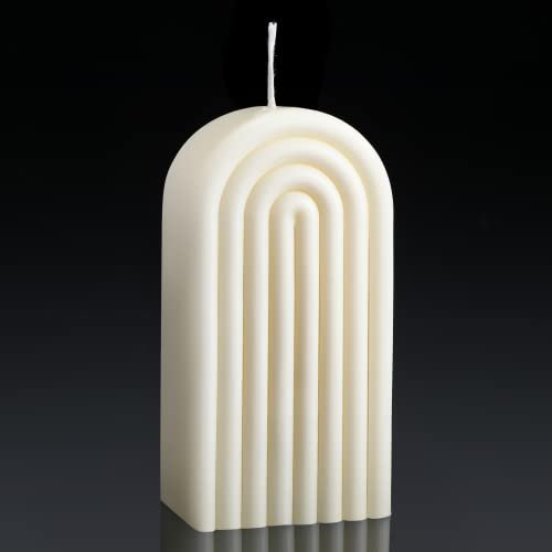 Arch Shaped Geometric Scented Candle - Aesthetic U-Shaped Soy Wax Arch Shaped Candles Geometric Scented Aesthetic Candle Geometric U Shaped Candles Minimalist Candle Aroma Wax Art Decorative Soy for Spa Yoga Birthday Gift Home Party Decor(White)