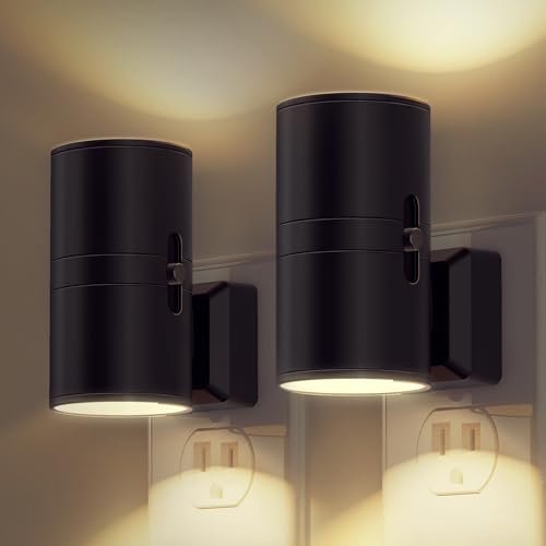 L LOHAS LED Night Light with Dusk to Dawn Sensor, L LOHAS LED Night Light Plug in, Modern Night Lights Plug into Wall, Dusk to Dawn Sensor, Soft White 3000K, 0-100LM Adjustable Brightness, Dimmable Night Lights for Hallway Bedroom Stairway, 2 Pack