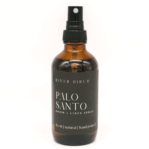 River Birch Luxury Linen Spray - Palo Santo Signature Scent River Birch Luxury Linen and Room Spray - Palo Santo Home Signature Scent - Room Fragrance Spray - Fragrant Fresh Linen Air Freshener For Bedding - Handmade in Texas - 4 oz Glass Amber Bottle