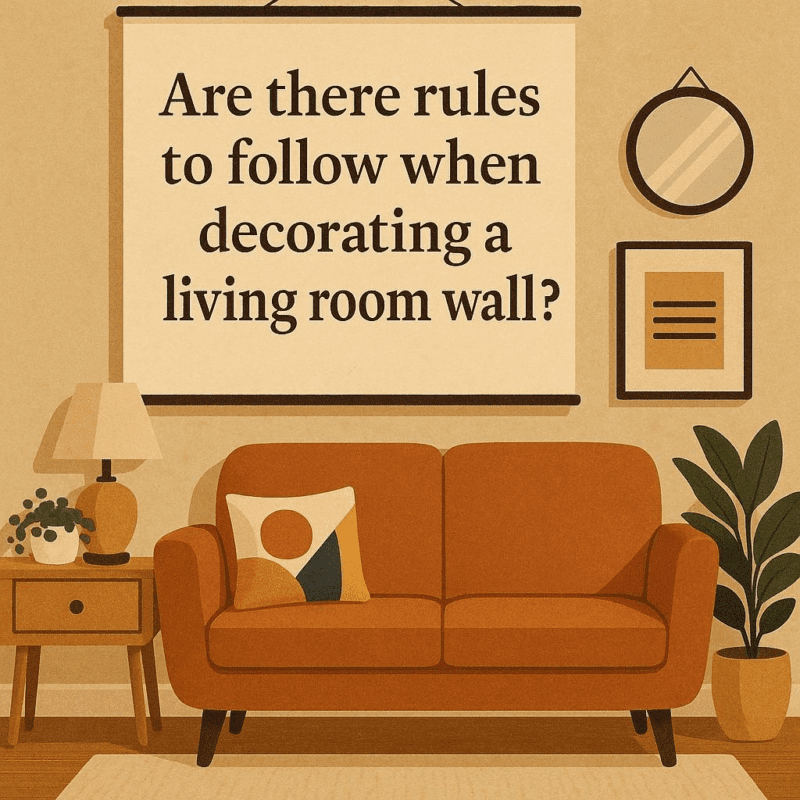 Are there rules to follow when decorating a living room wall?