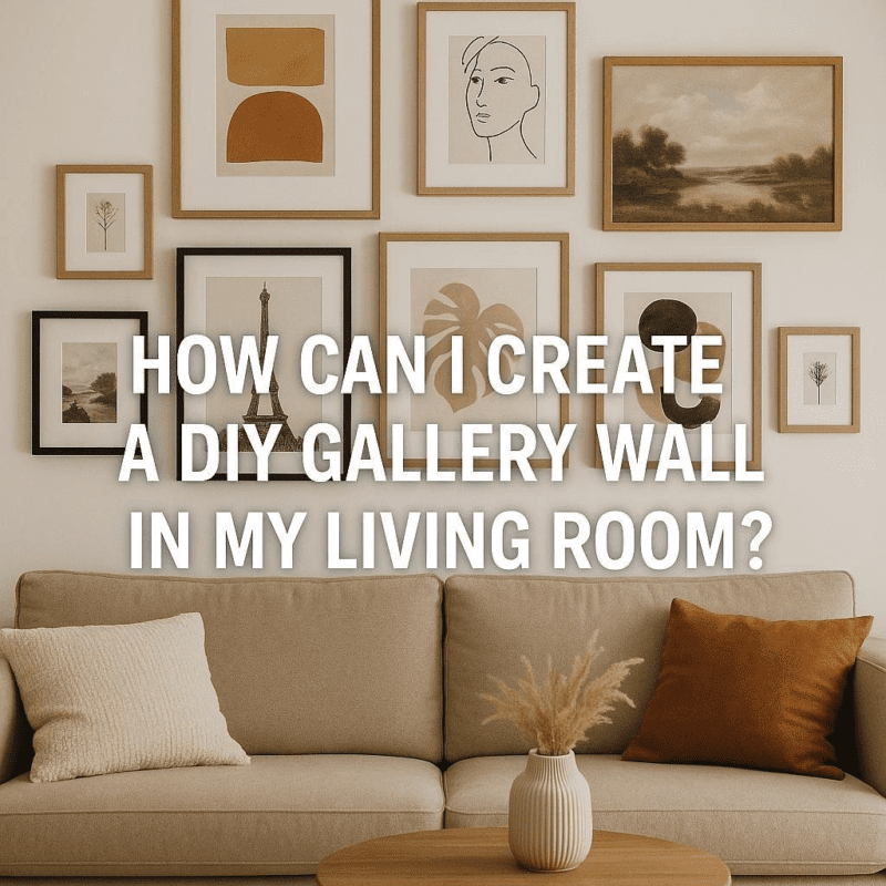 How can I create a DIY gallery wall in my living room?