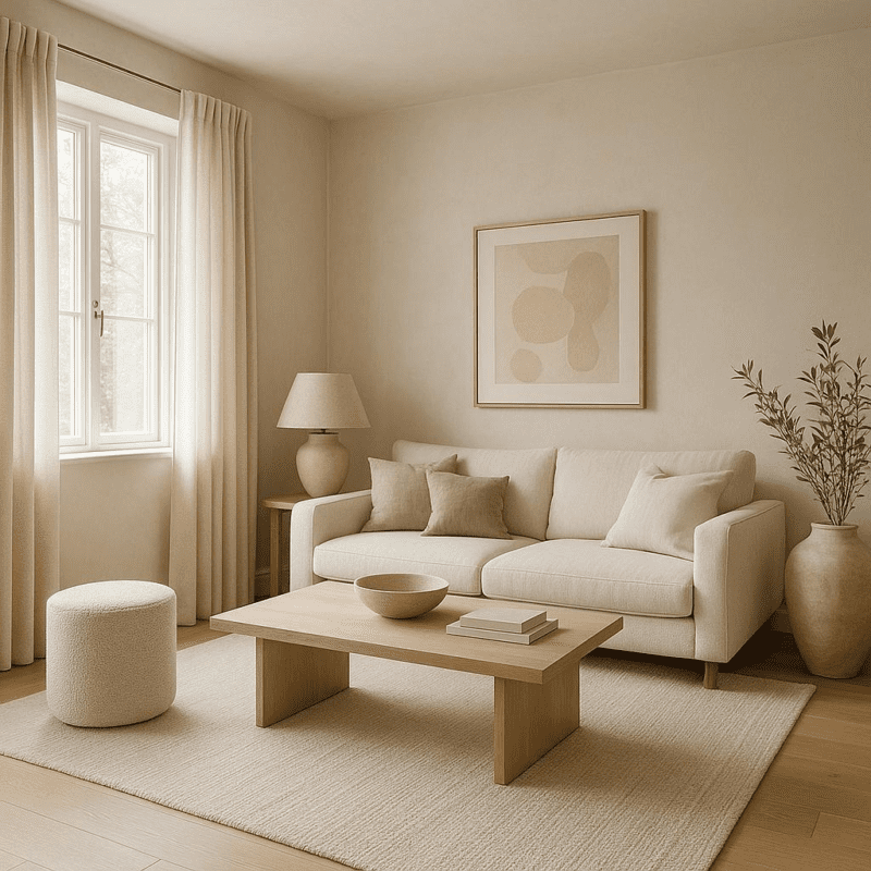 Can neutral color palettes help create a calming retreat in a living room?