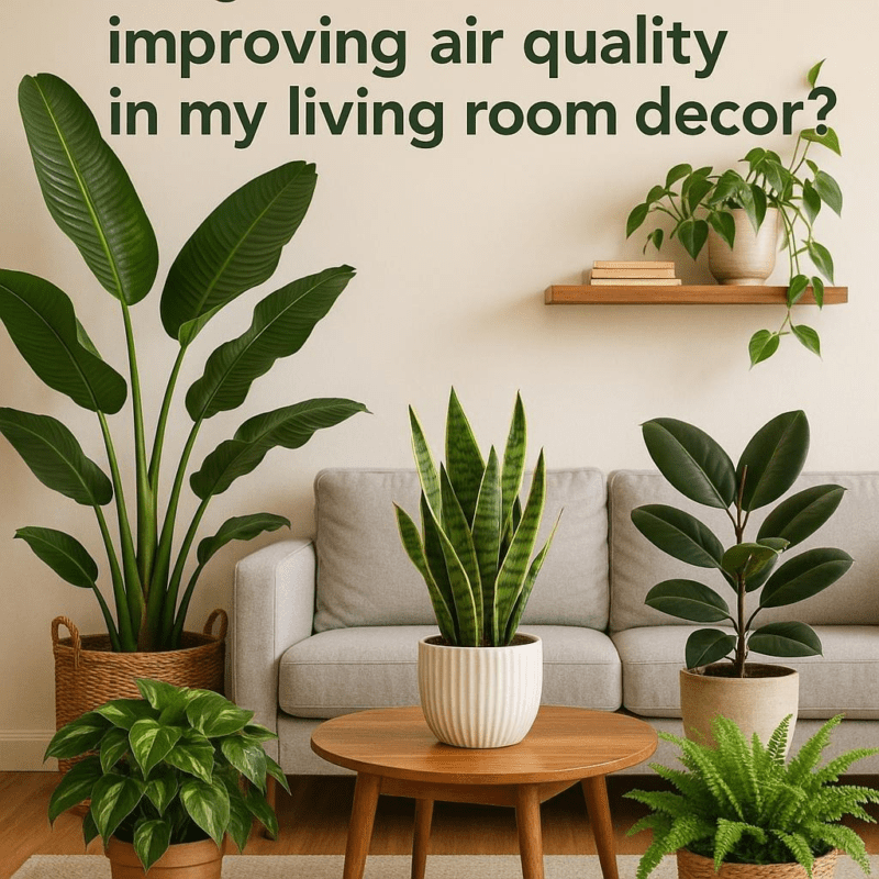 What are some good plants for improving air quality in my living room decor?